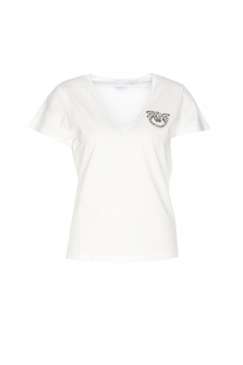 Pinko Koszulka z logo TURBATO, biała