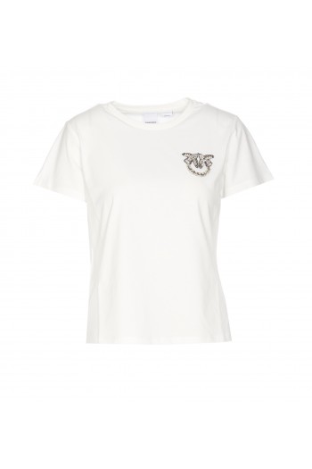 Pinko Koszulka z logo NAMBRONE, biała